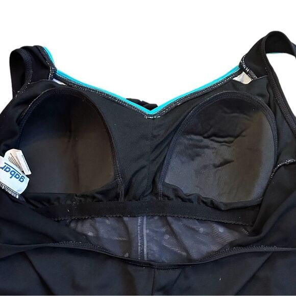 Vintage Gabar polka dot one piece swimsuit size 18 black & white teal blue - Picture 8 of 12